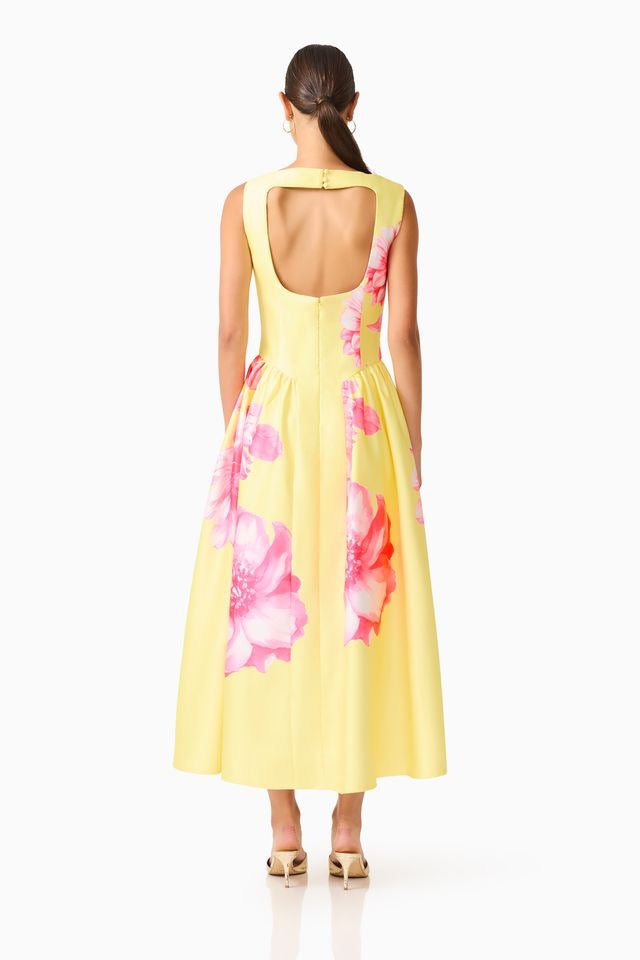 Elliatt Sybella Midi Dress - Pink & Yellow Floral