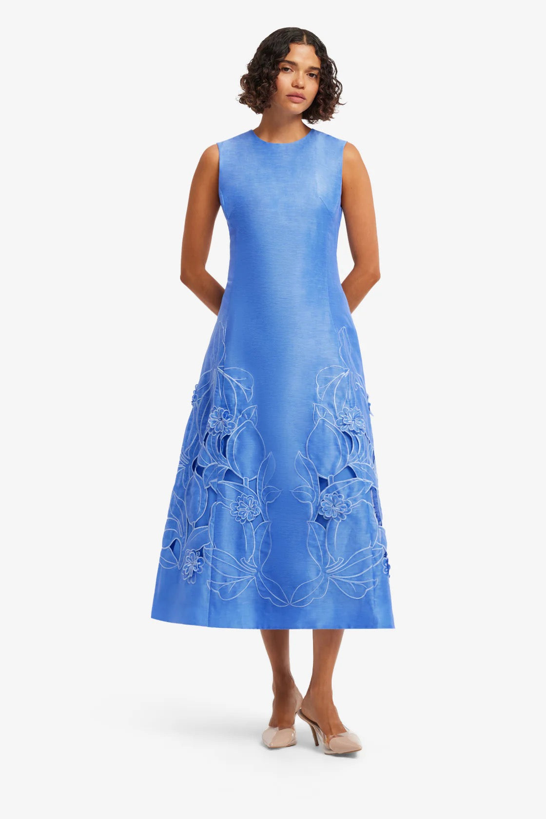 Leo Lin Cleo Appliqué Sleeveless Midi Dress - Azure