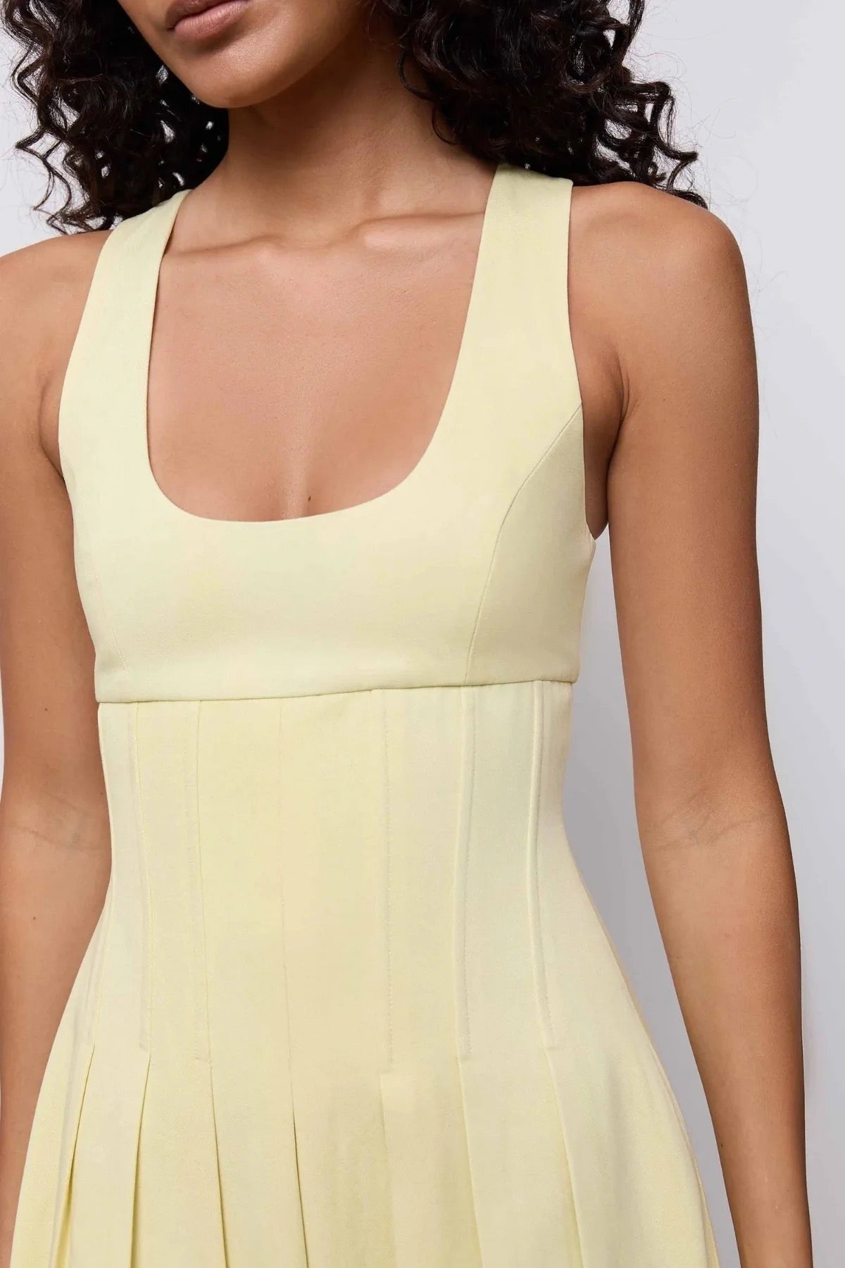 Odd Muse Cotton Mix Cinched Midi Dress - Lemon