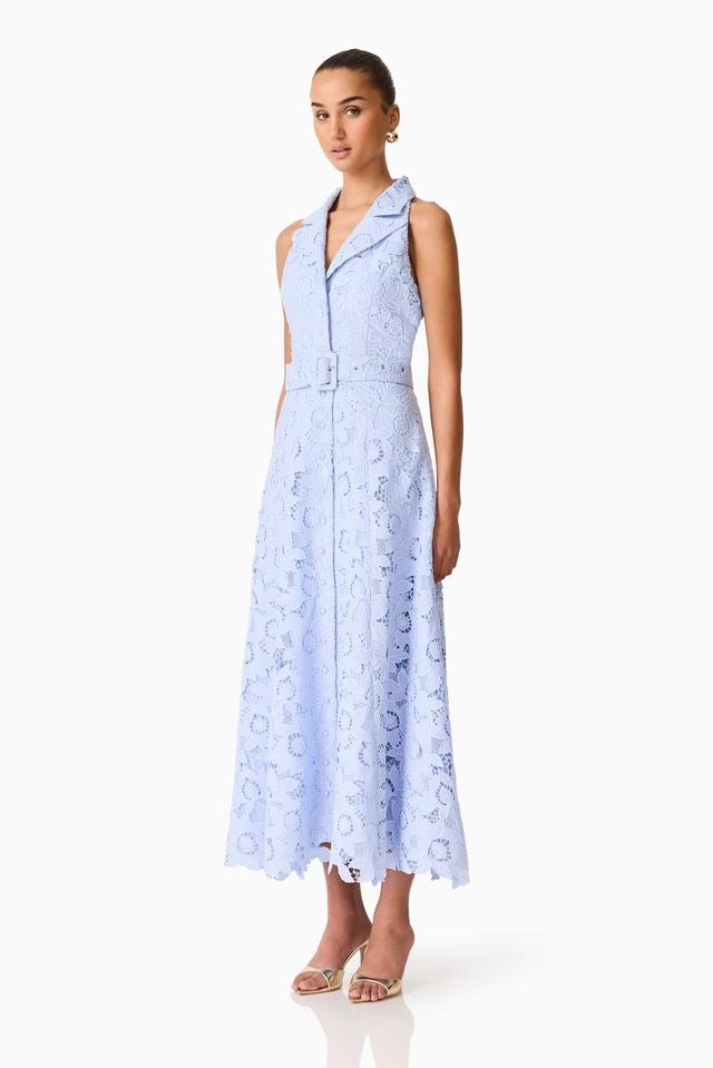 Elliatt Lacy Collared Maxi Dress - Powder Blue
