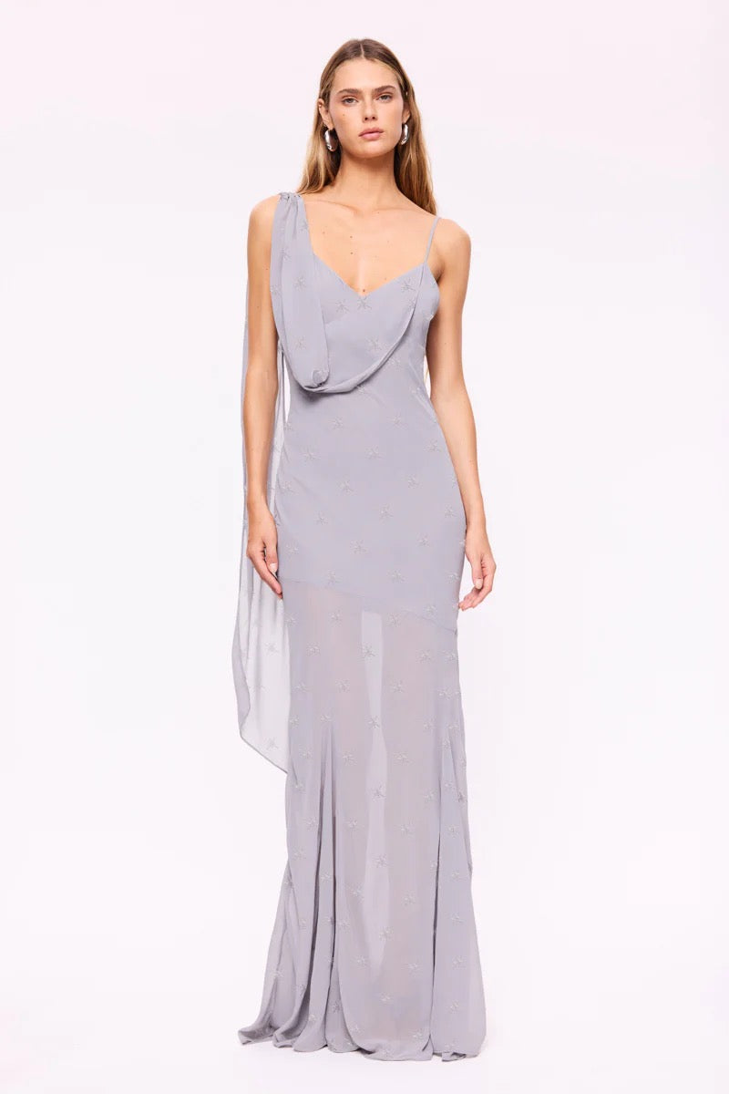 Suboo Marina Beaded Cowl Neck Gown - Slate