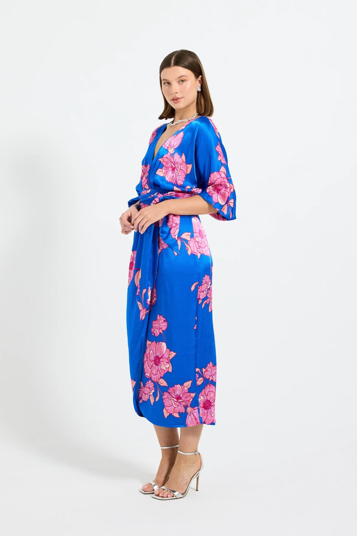 Pasduchas Margot Wrap Midi Dress - Cobalt