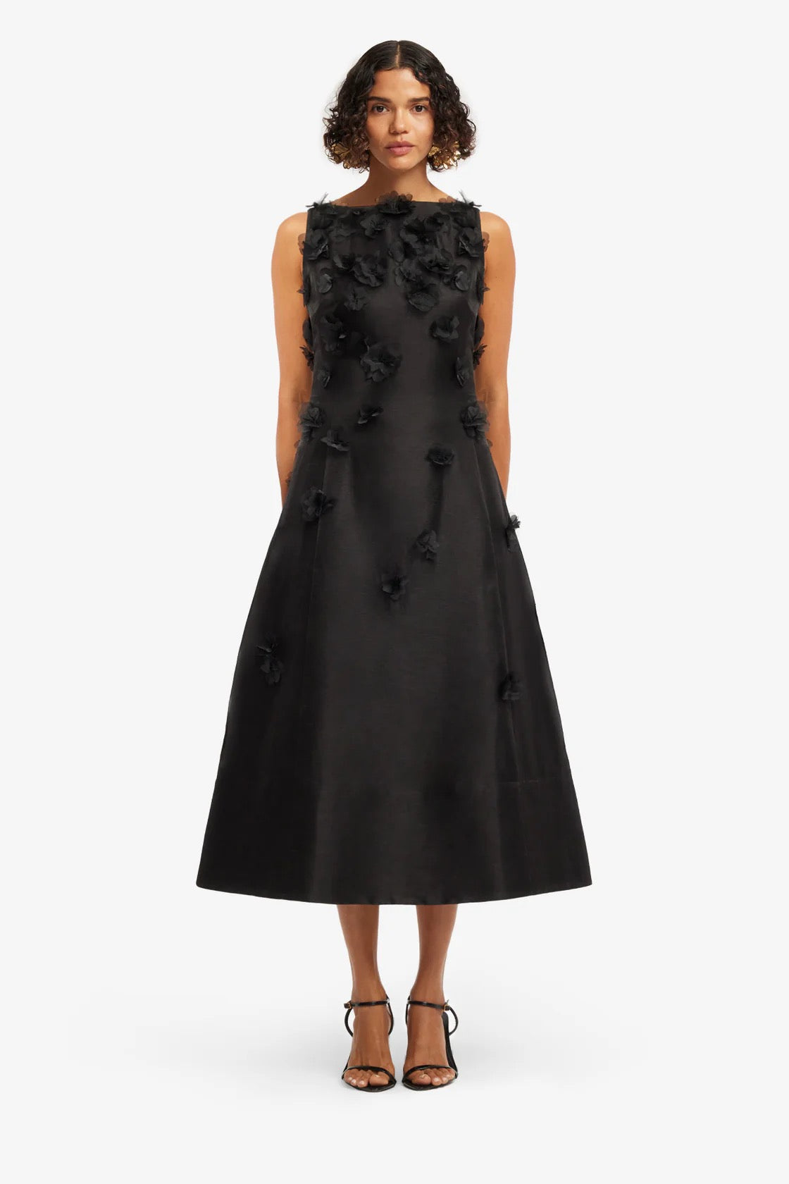 Leo Lin Cleo Petal Sleeveless Midi Dress - Ebony