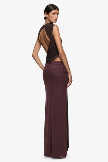 Bec & Bridge Conni Twist Maxi Dress - Aubergine/Dark Choc