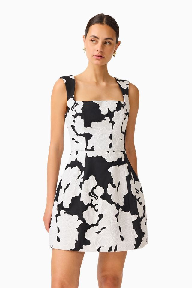 Elliatt Bloomnoir Mini Tulip Dress - Black & White