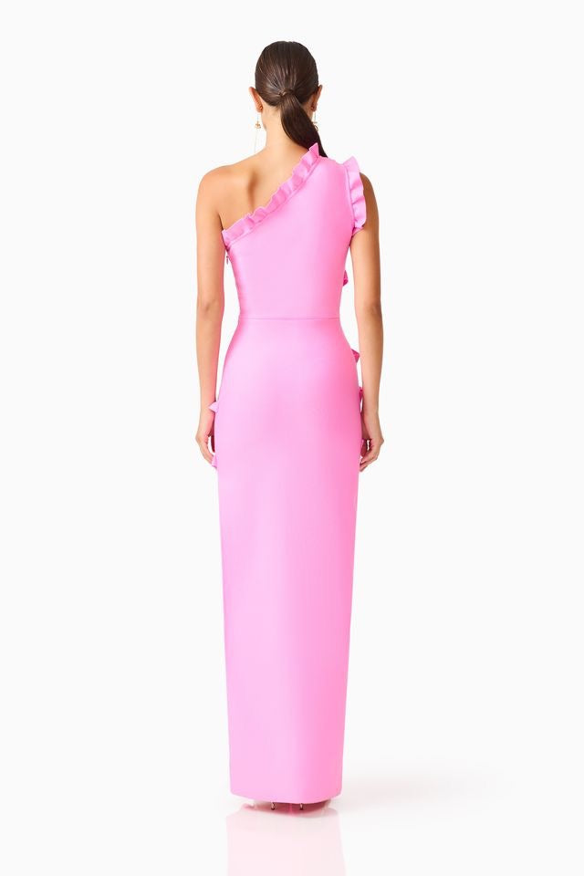 Elliatt Orelia Asymmetrical Ruffle Gown - Candy Pink