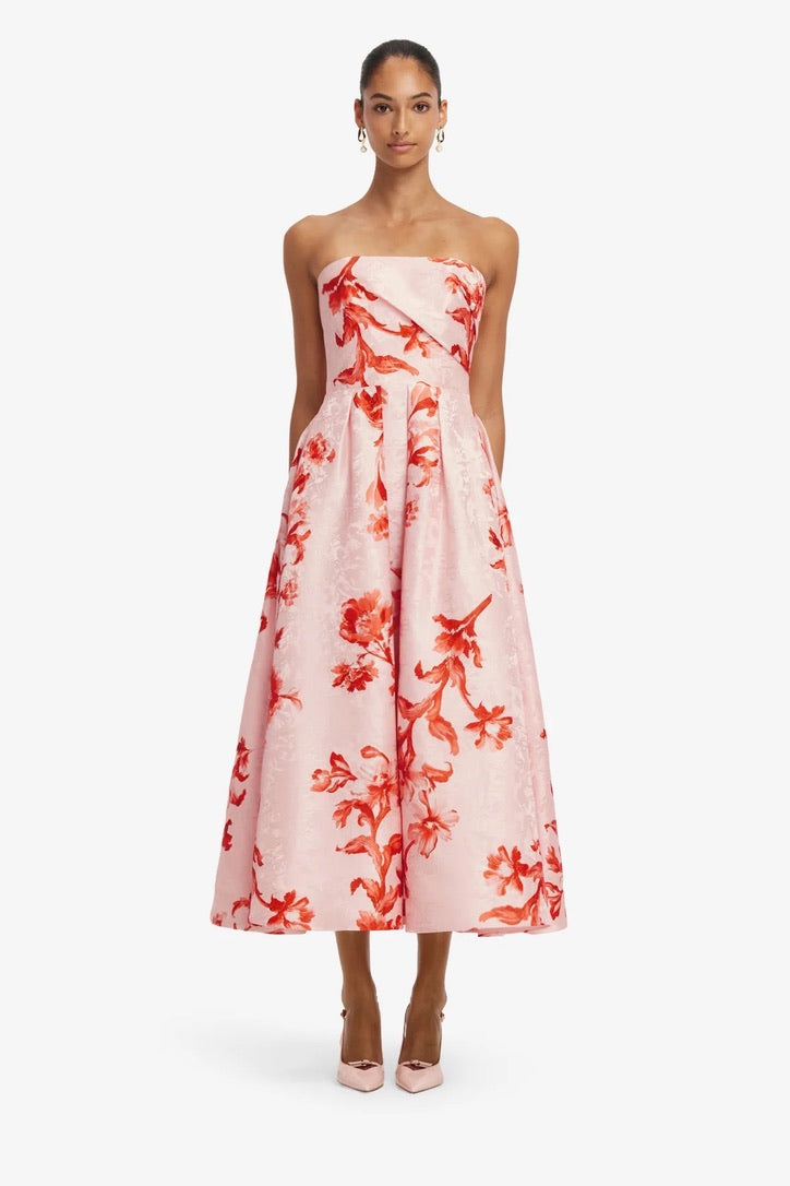 Leo Lin Lynn Jacquard Bustier Midi Dress - Magnolia Print