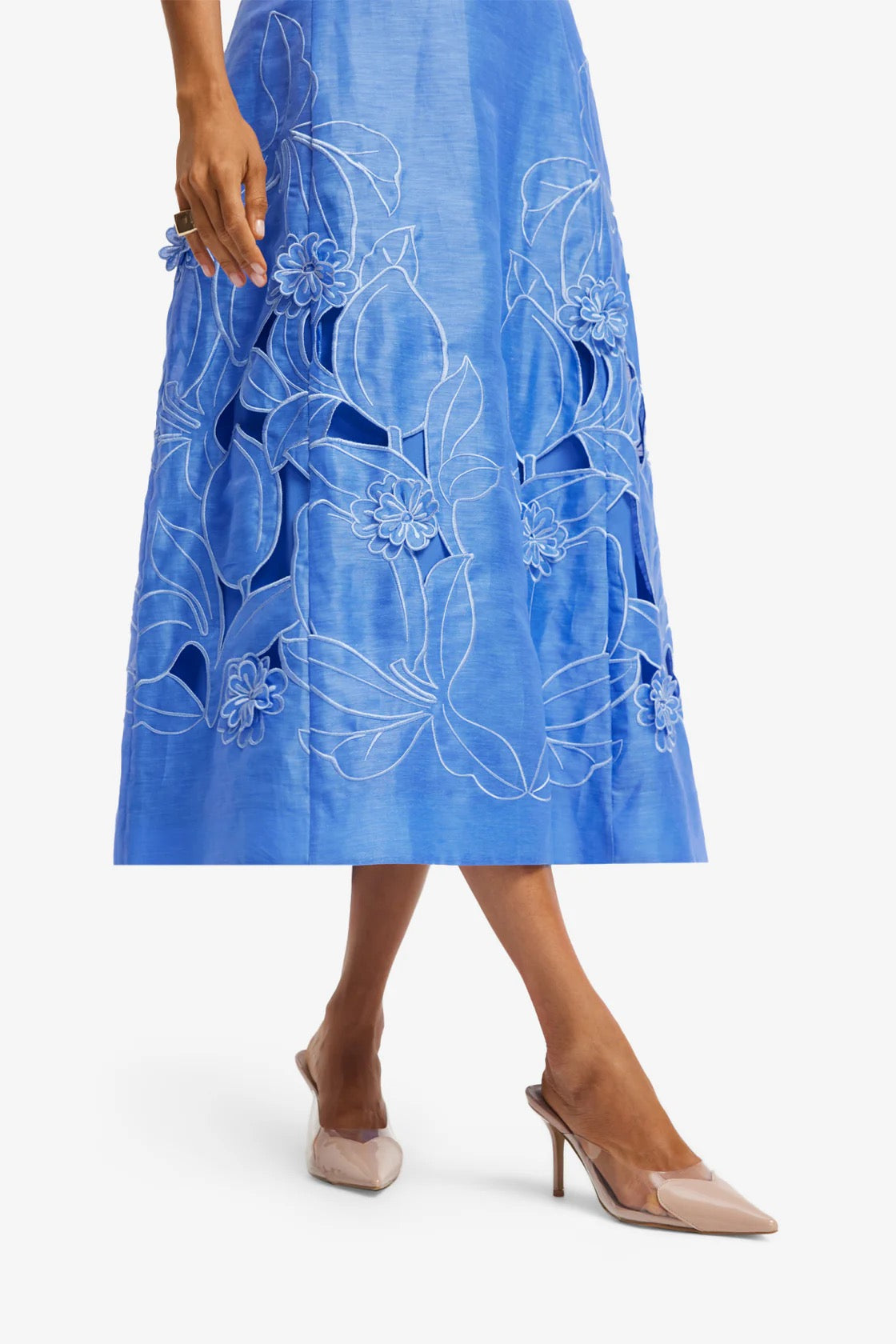 Leo Lin Cleo Appliqué Sleeveless Midi Dress - Azure