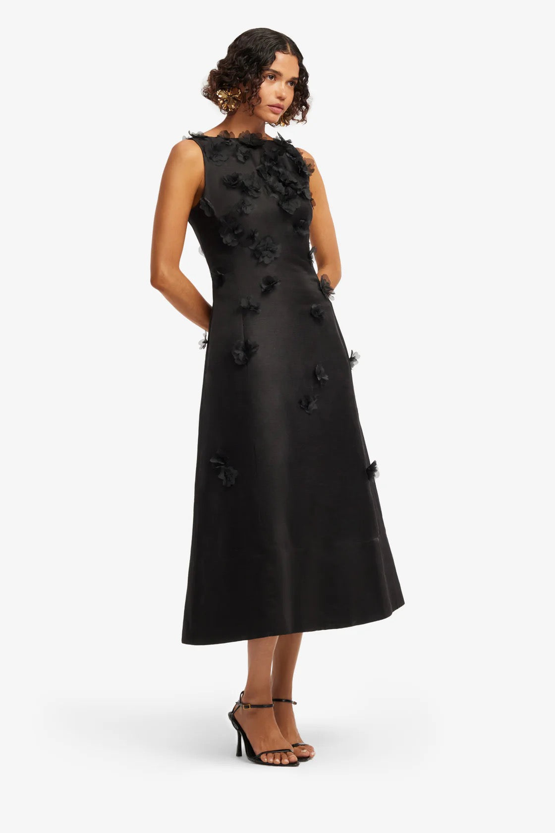 Leo Lin Cleo Petal Sleeveless Midi Dress - Ebony