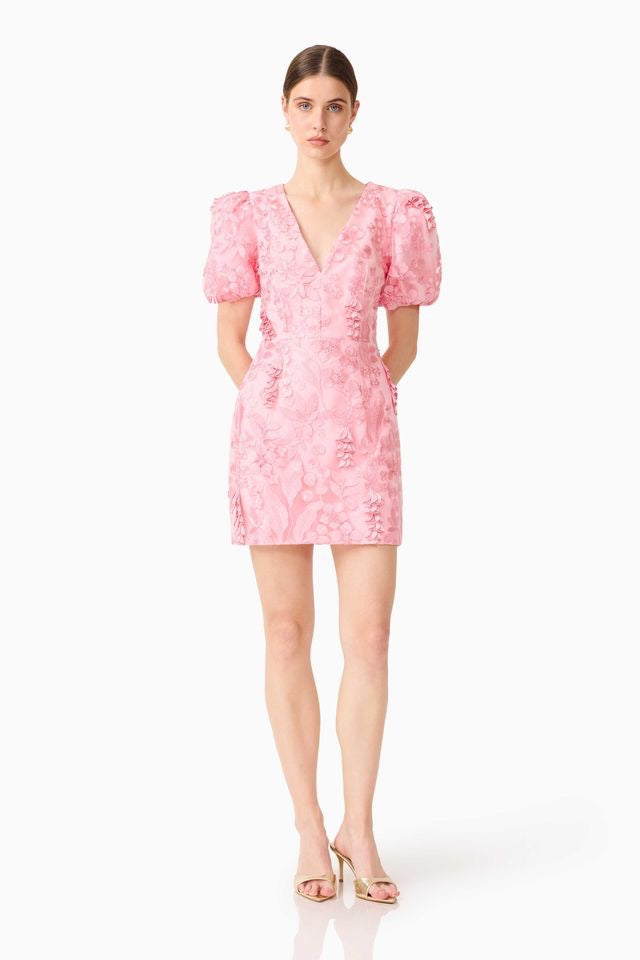 Elliatt Monique Puff Sleeve Mini Dress - Pink