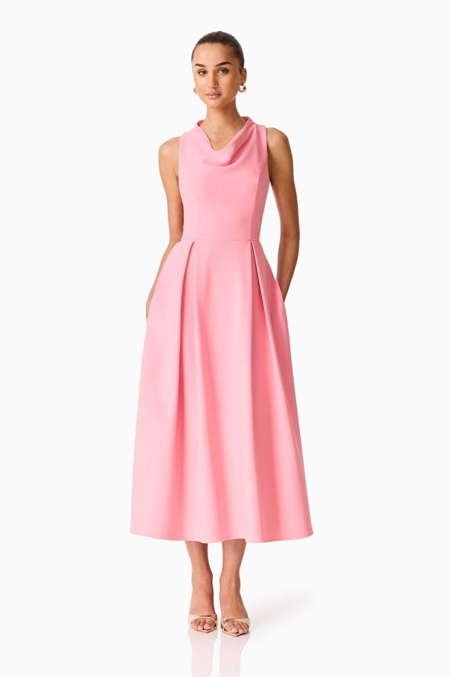 Elliatt Risa Cowl Neck Gown - Bubblegum Pink.