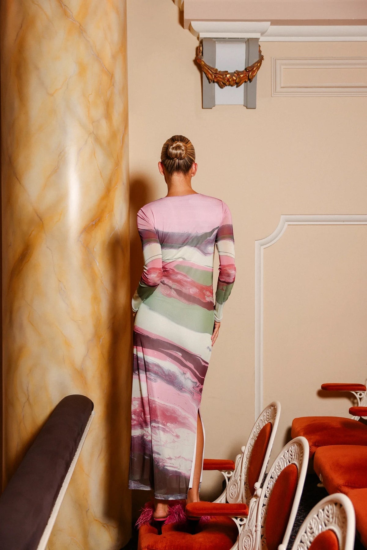 Aston Studio Ezli Mesh Dress - Retro Resin