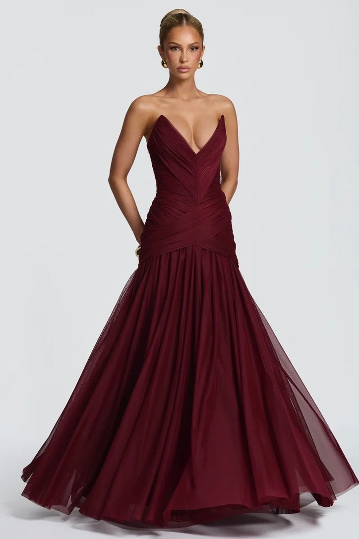 Babyboo Persephara Maxi Dress - Cherry Lacquer
