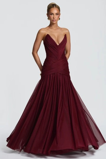 Babyboo Persephara Maxi Dress - Cherry Lacquer