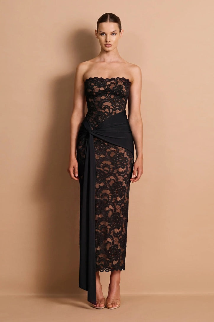 Nookie Ever After Strapless Midi Dress - Black