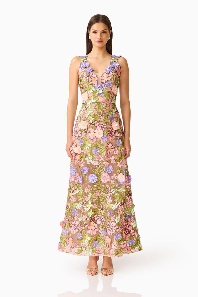 Elliatt Fiora A Line Gown - Green Multi