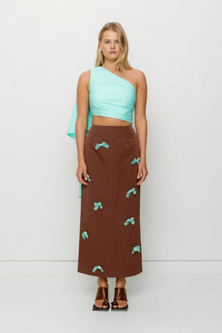 The Wolf Gang Amar One Shoulder Top - Aqua