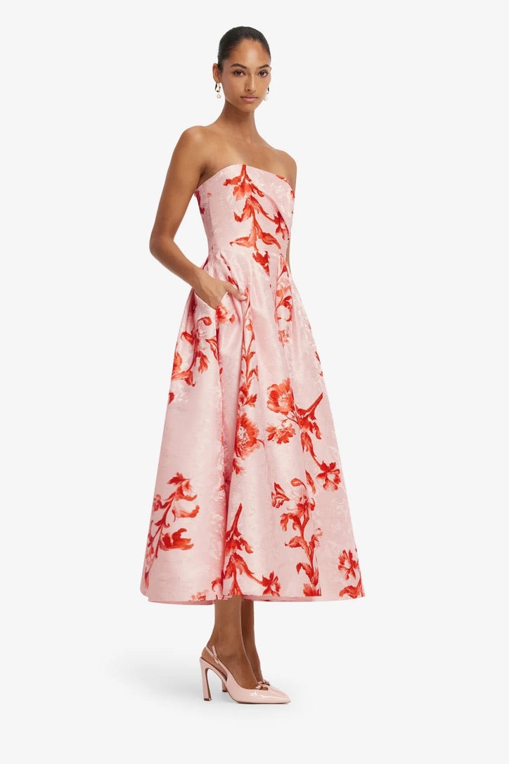 Leo Lin Lynn Jacquard Bustier Midi Dress - Magnolia Print