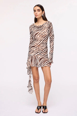 Suboo Gigi Zebra Long Sleeve Mini Dress - Zebra Animal Print