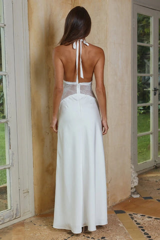 Runaway the Label Lilith Halter Maxi Dress - Pearl