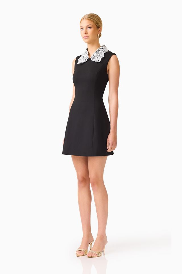 Elliatt Elysia Lace Collar Mini Dress - Black & White