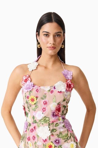 Elliatt Neve A Line Mini Dress - Nude Multi Floral