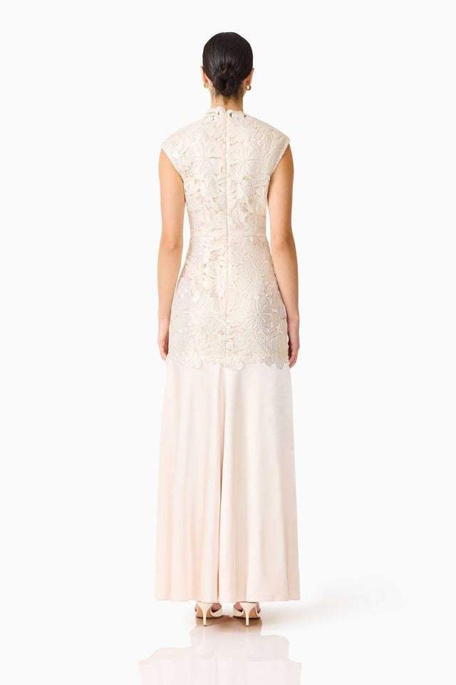 Elliatt Nicoletta High Neck Gown - White Gold