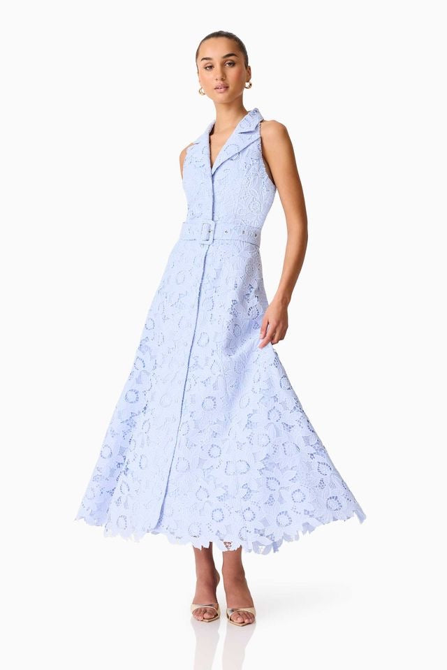 Elliatt Lacy Collared Maxi Dress - Powder Blue