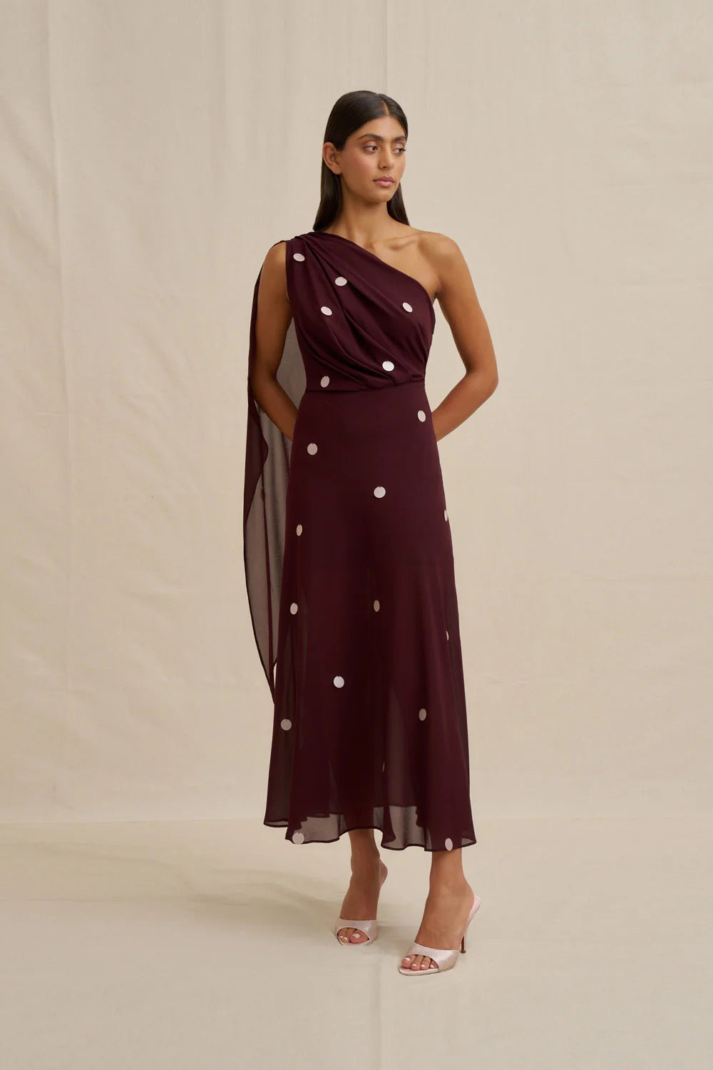 By Johnny Delia Drape Midi Dress - Wine Pink