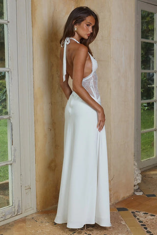 Runaway the Label Lilith Halter Maxi Dress - Pearl