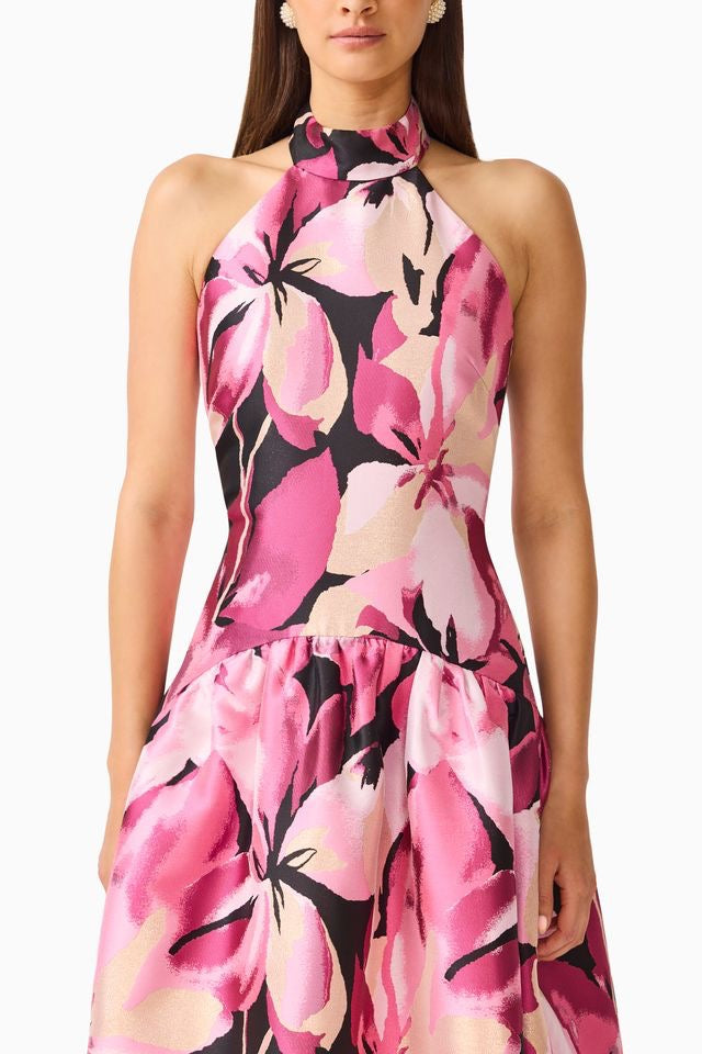 Elliatt Lumiflora Halter Gown - Pink Floral