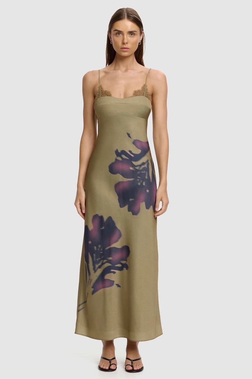 Significant Other Tily Maxi Dress - Olive Stencil