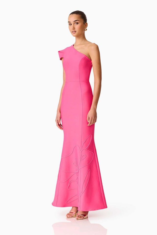 Elliatt Opline One shoulder Gown - Hot Pink