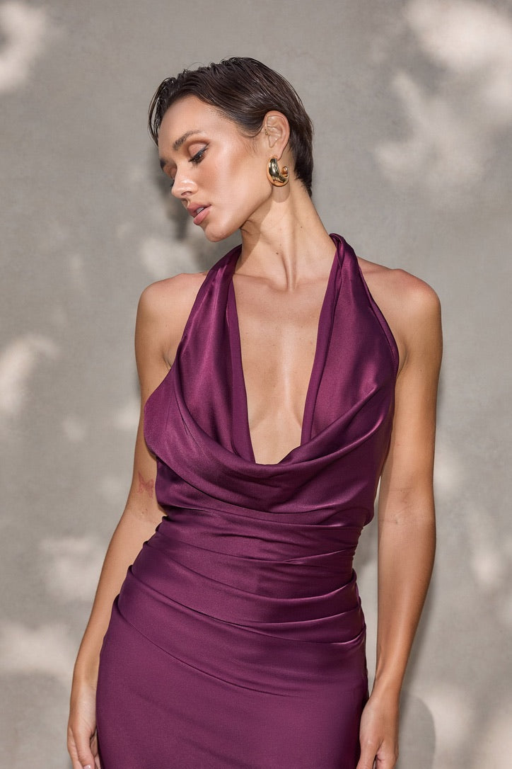 Nookie Penelope Drape Gown - Mulberry