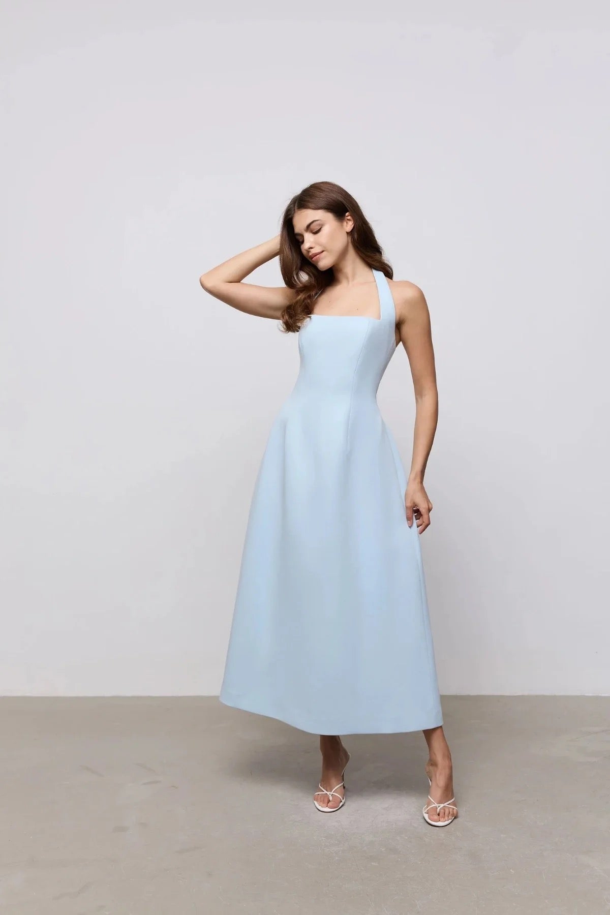 Odd Muse Cotton Mix Halter Midi Dress - Blue