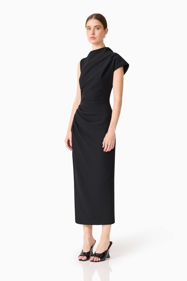 Elliatt Chantal Asymmetrical Midi Dress - Black