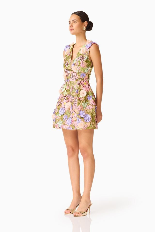 Elliatt Fiora Mini Tulip Dress - Green Multi
