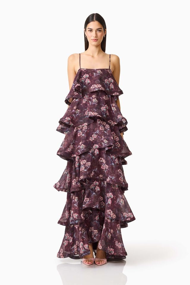 Elliatt Rosaria Tiered Gown - Plum Multi
