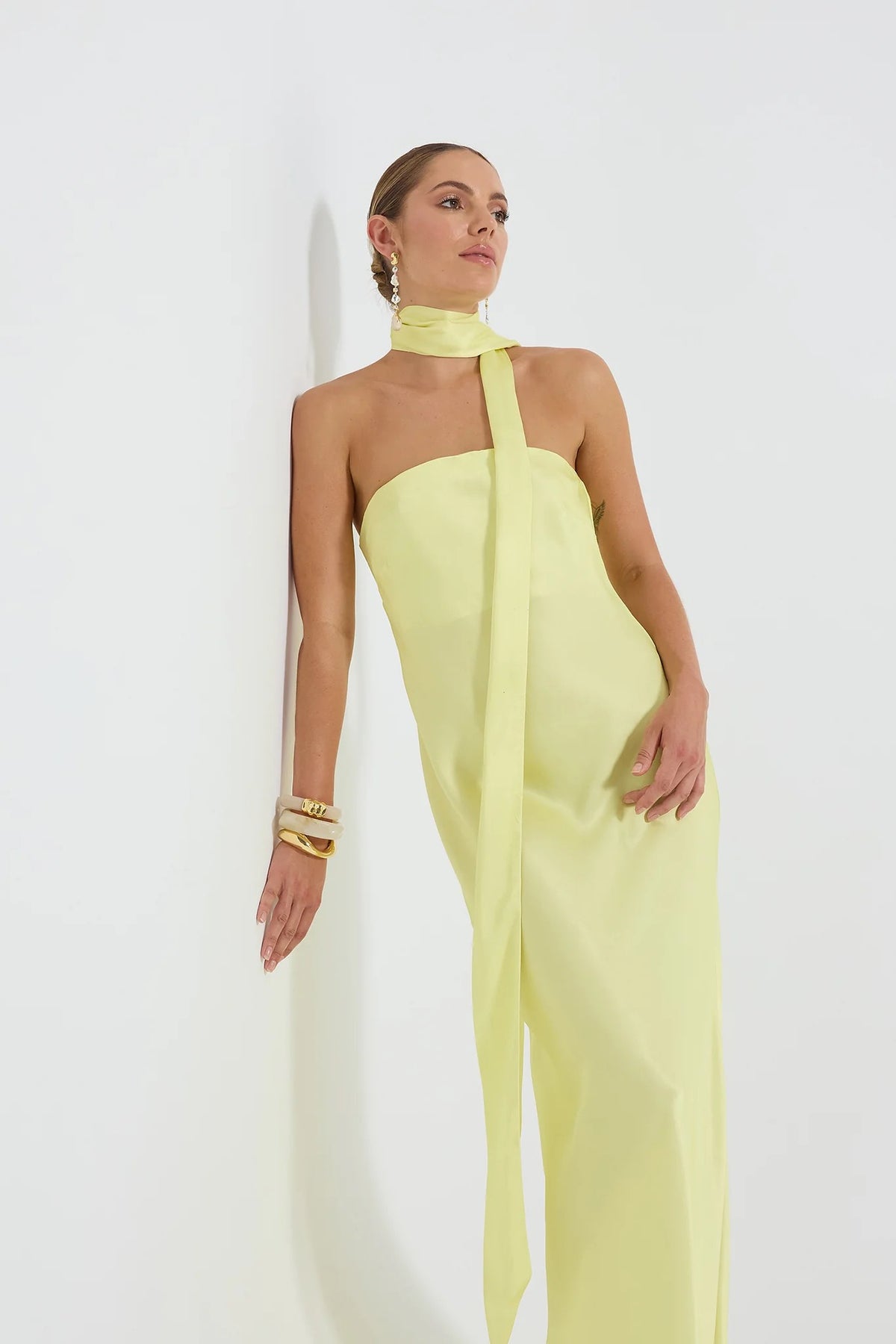 Pasduchas Quin Strapless Maxi Dress - Lemon