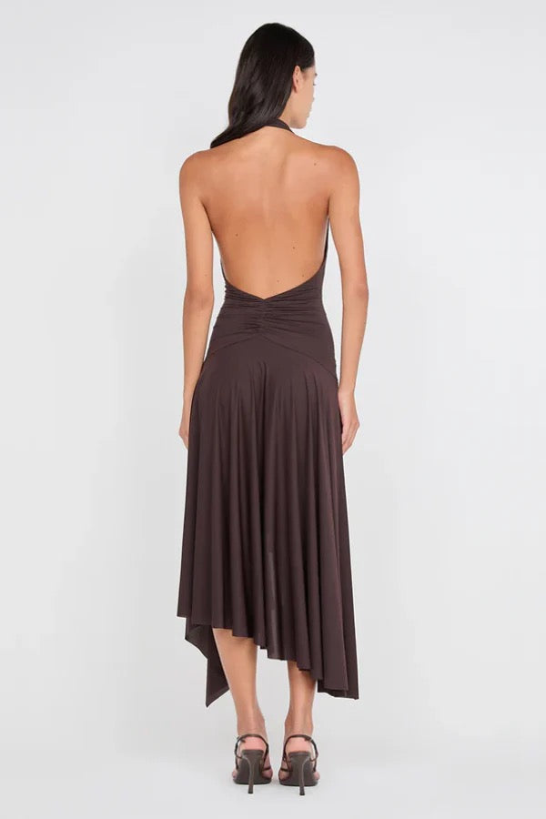 Bec & Bridge Nessie Halter Dress - Dark Chocolate