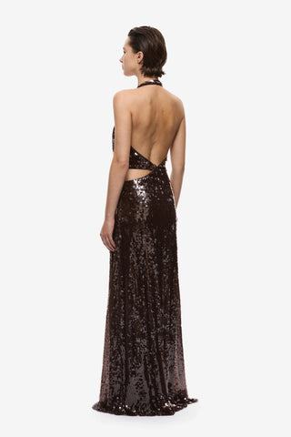 Misha The Devon Sequin Maxi Dress - Chocolate