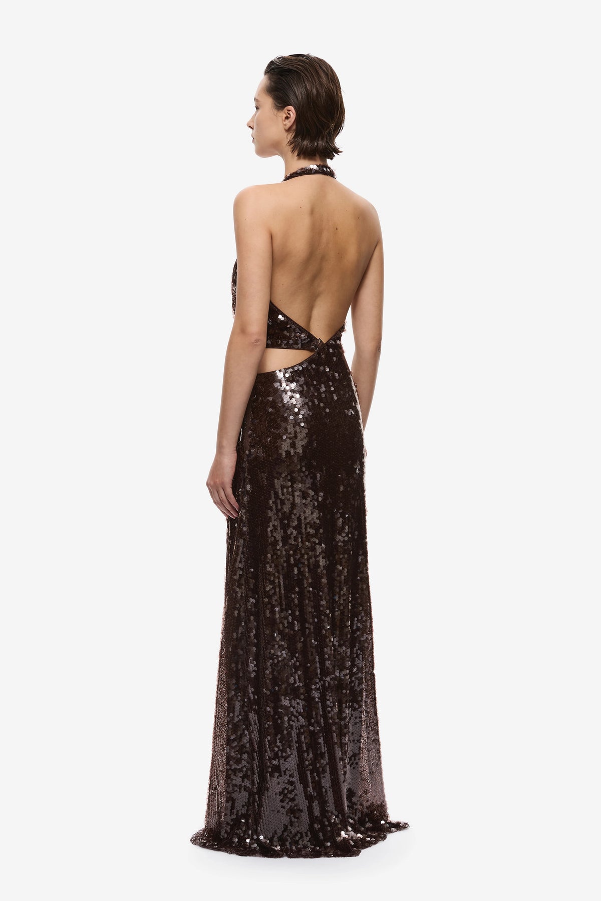 Misha The Devon Sequin Maxi Dress - Chocolate