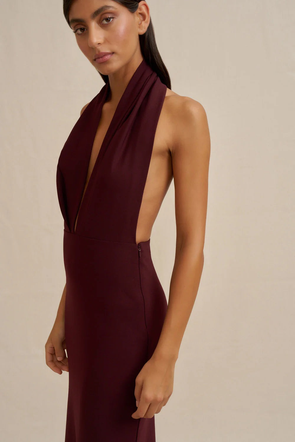 By Johnny Imogen Halter Dress - Burgundy