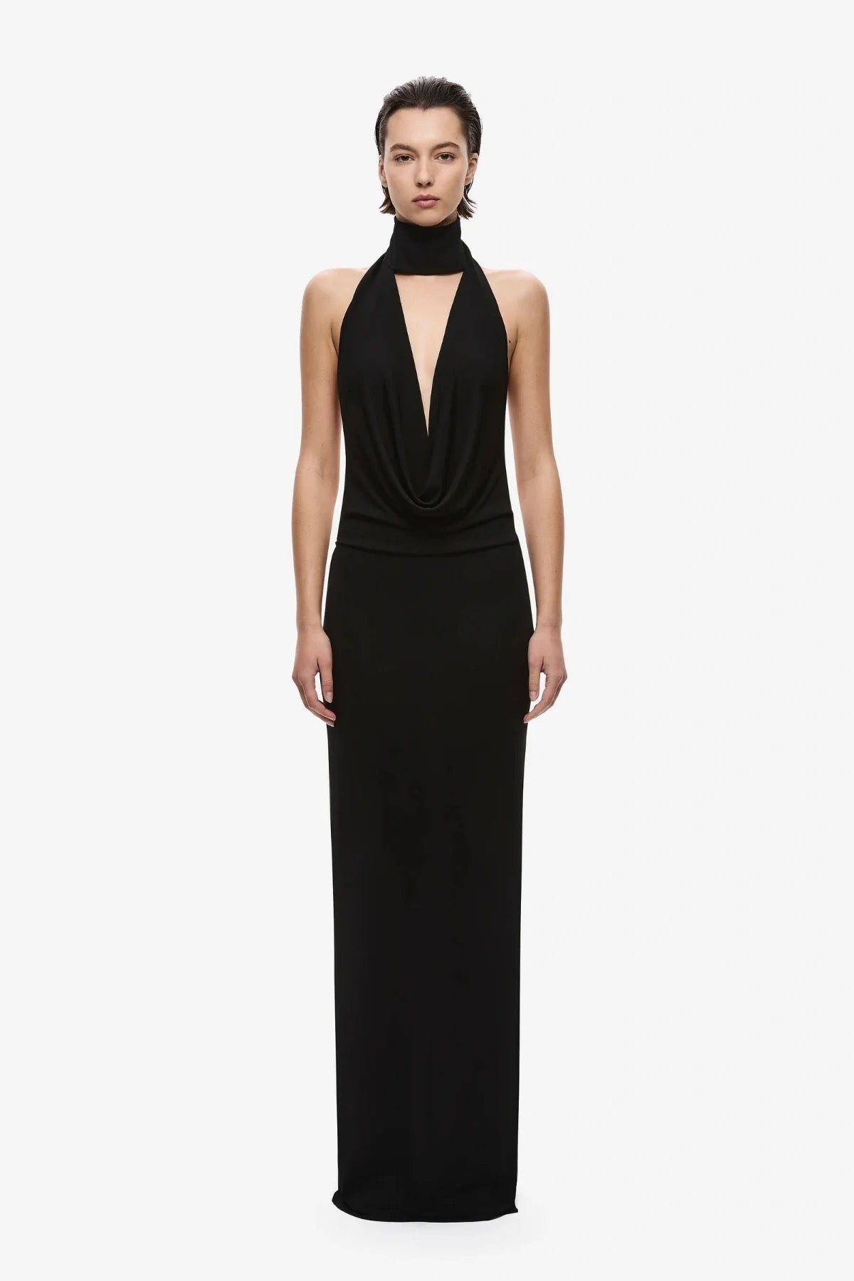 Misha The Cowl Neck Jersey Dress - Black