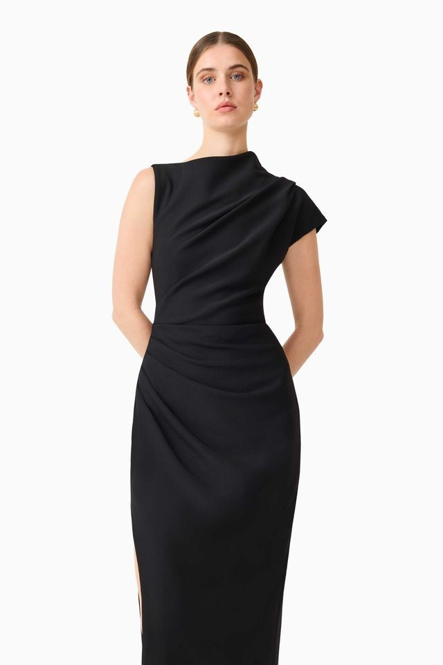 Elliatt Chantal Asymmetrical Midi Dress - Black