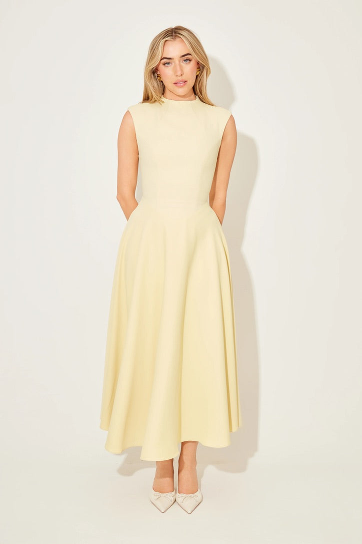 Odd Muse The Ultimate Muse Sleeveless High Waist Midi Dress - Lemon