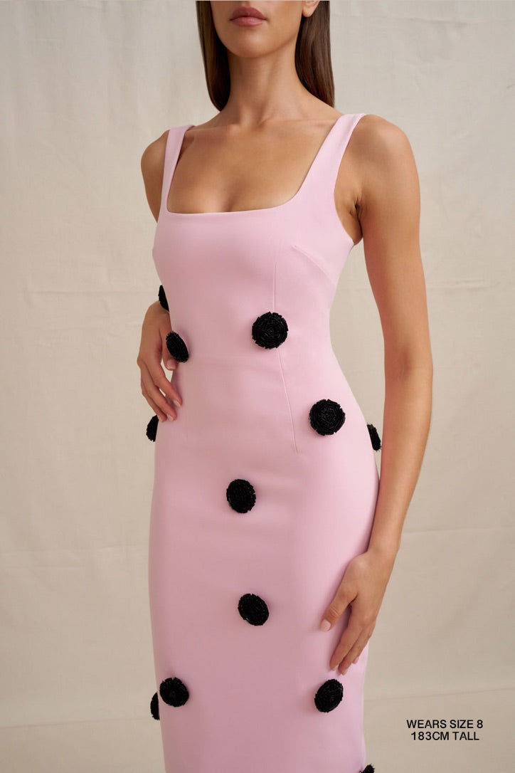 By Johnny Anita Spot Midi Dress - Pink Black
