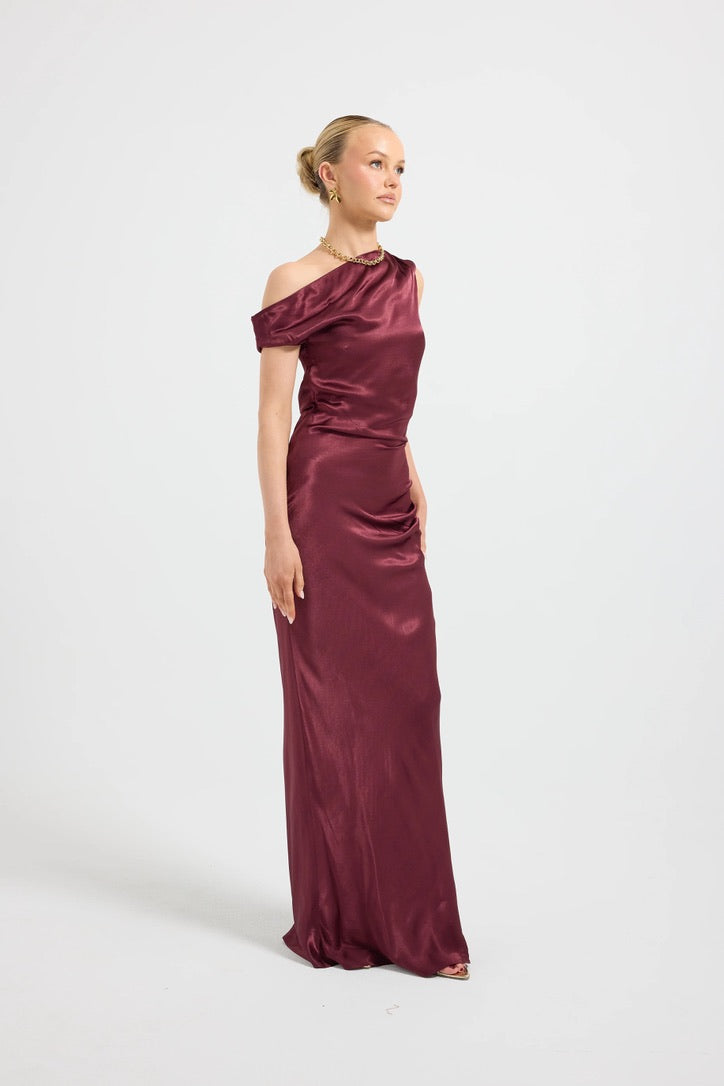 Pasduchas Quin Shoulder Maxi Dress - Cherries Jubilee