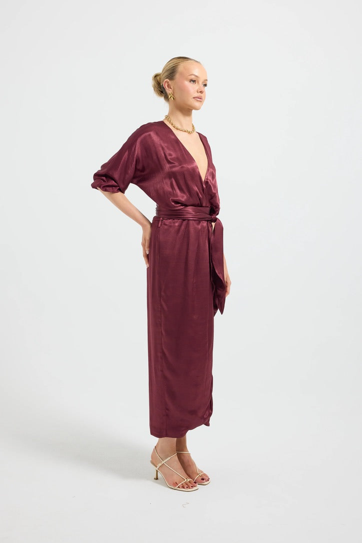 Pasduchas Quinn Wrap Midi Dress - Cherries Jubilee
