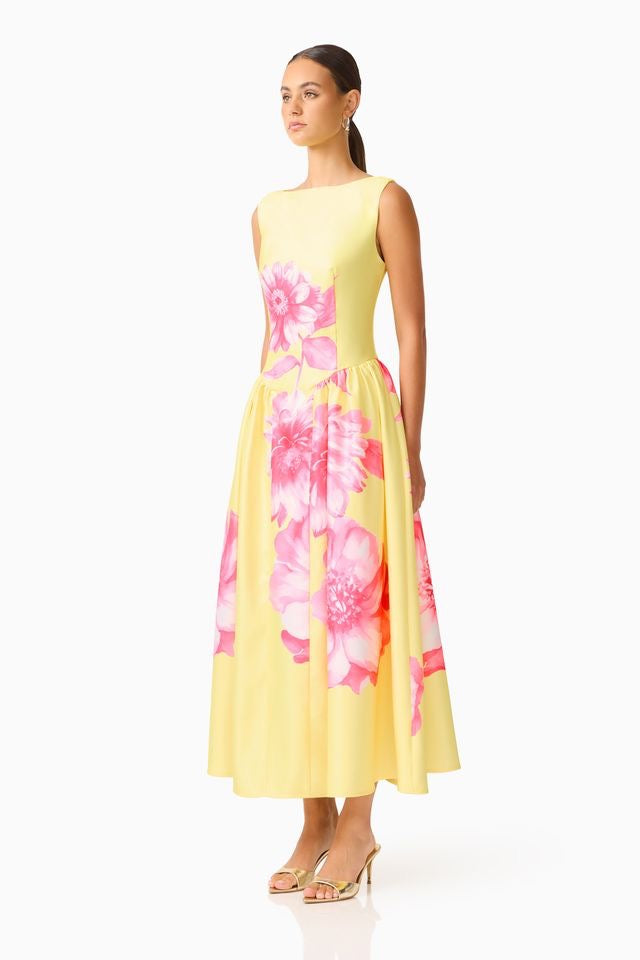 Elliatt Sybella Midi Dress - Pink & Yellow Floral